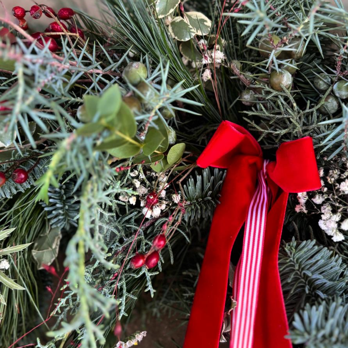 Hand Made Christmas Door Wreath - Winter Candies - 14"